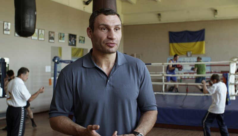Boxer in training gym