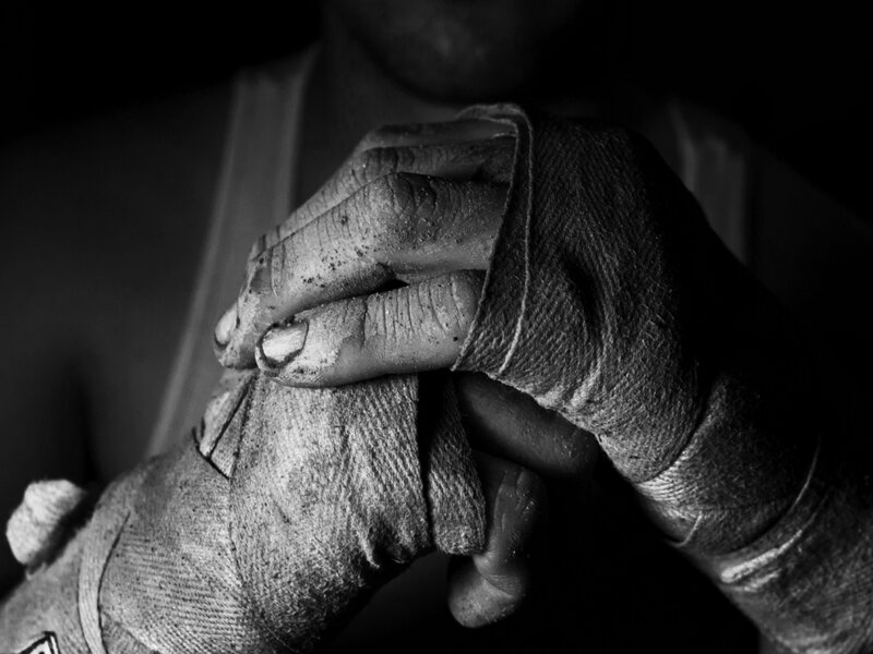 Boxer's Hands Wrapped