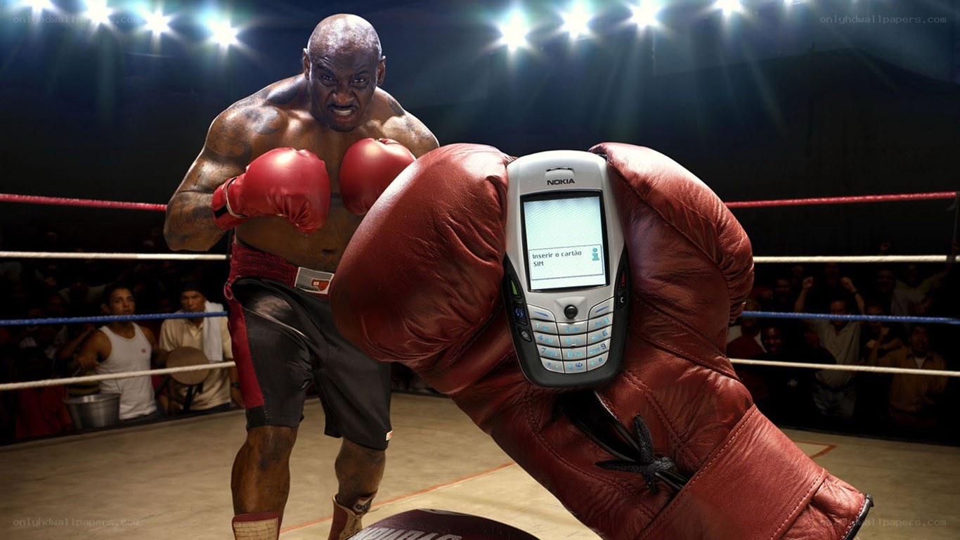Boxer with Nokia phone