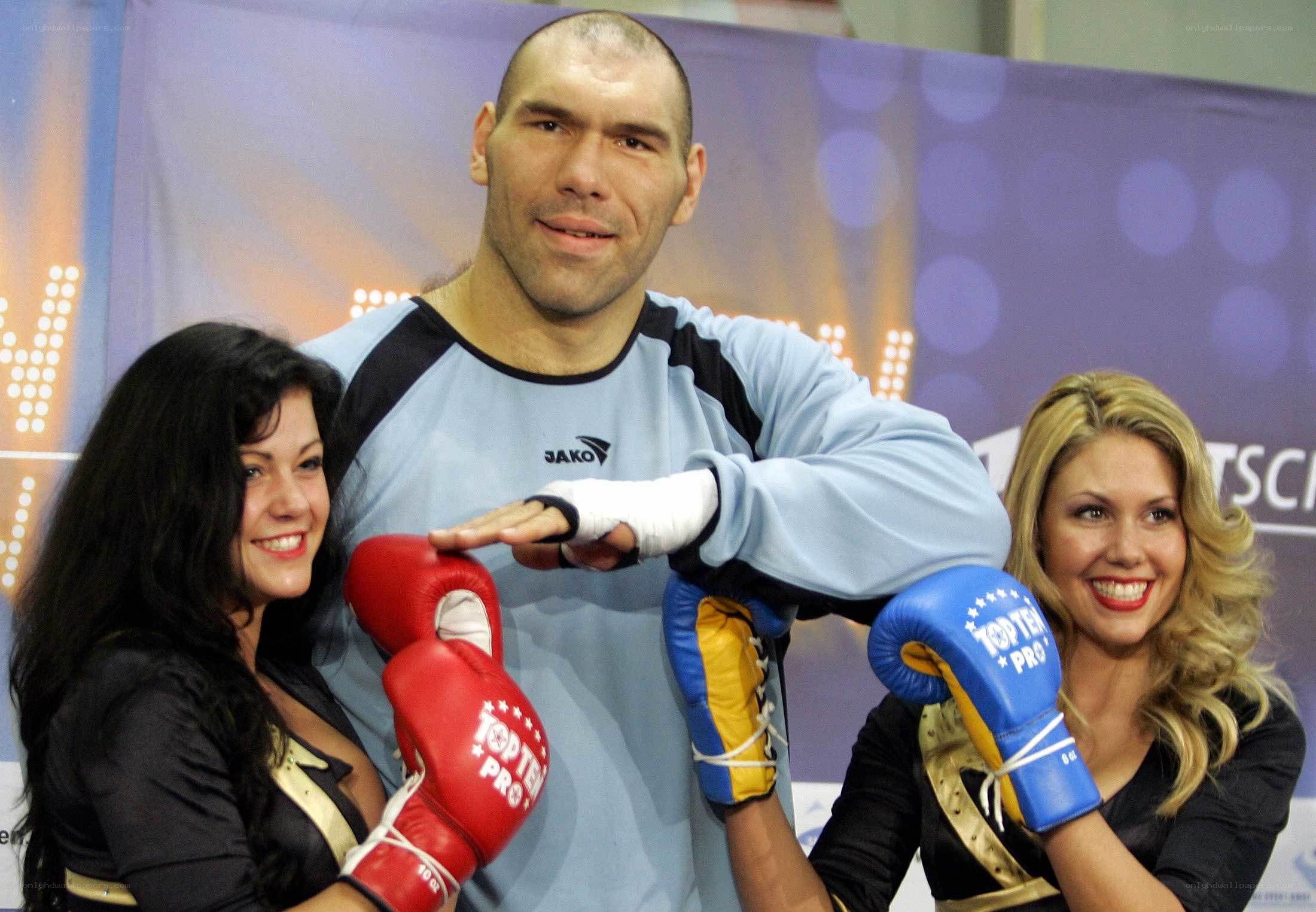 Boxer with two women