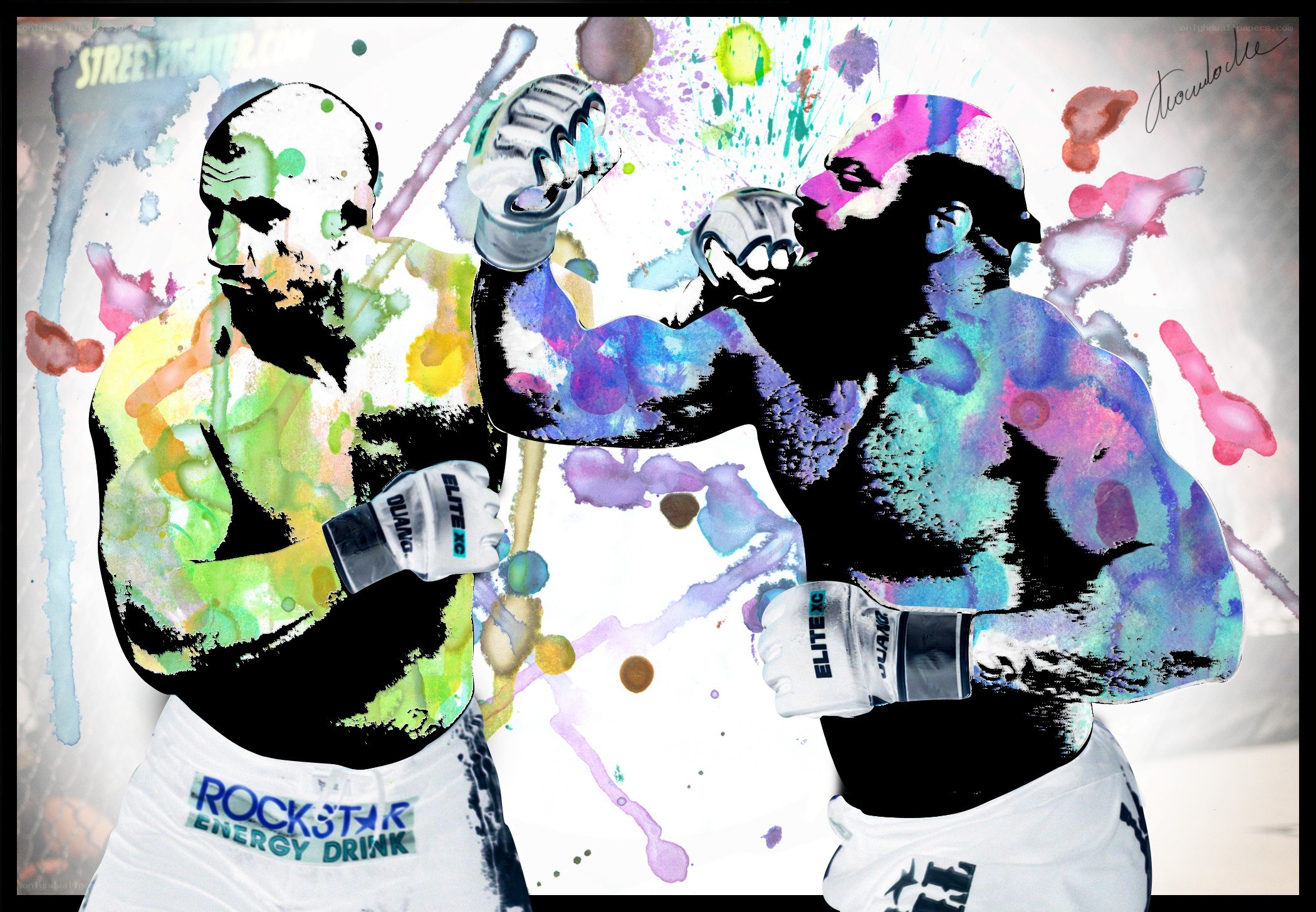 Boxers in colorful art