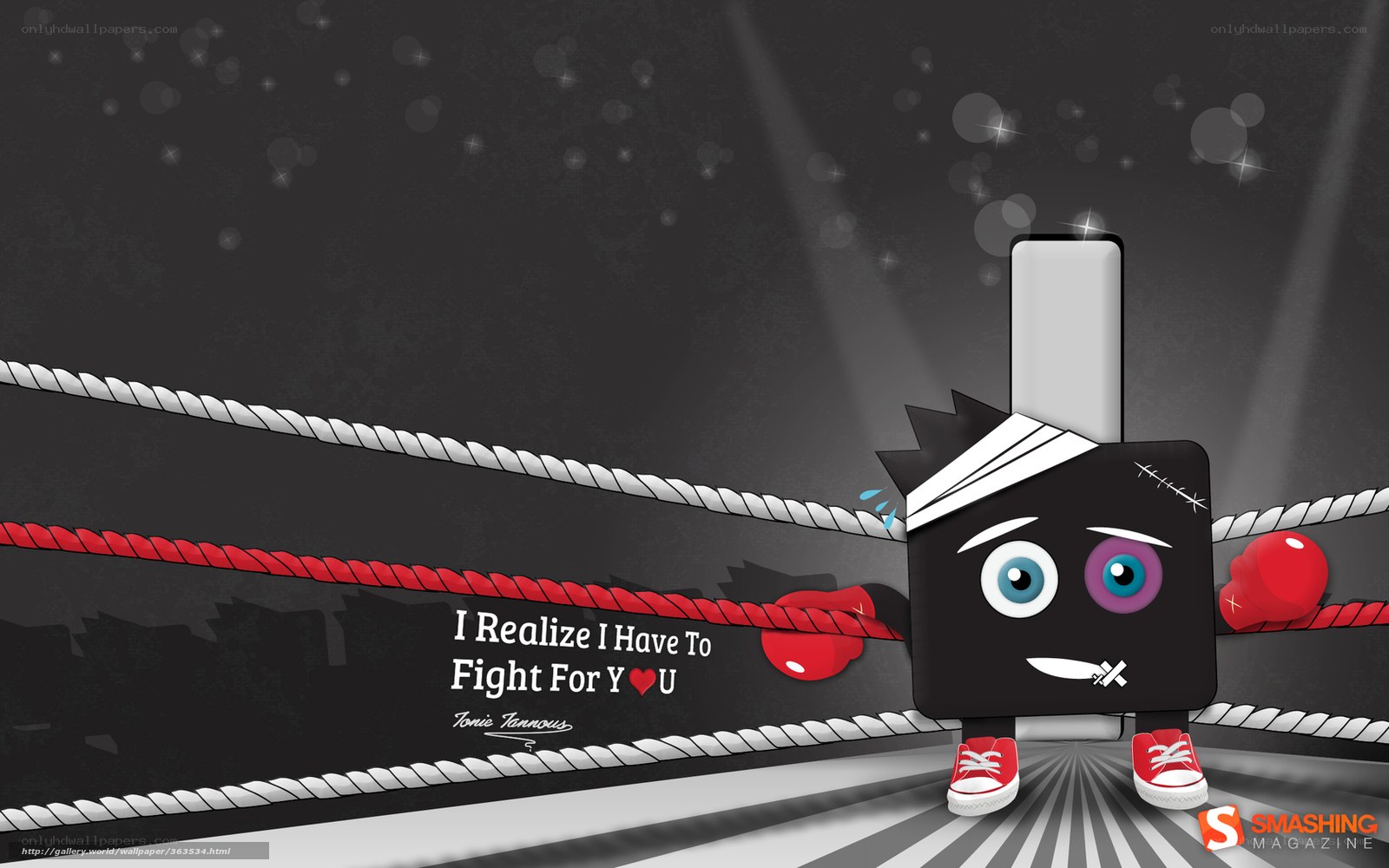 Boxing character with love quote