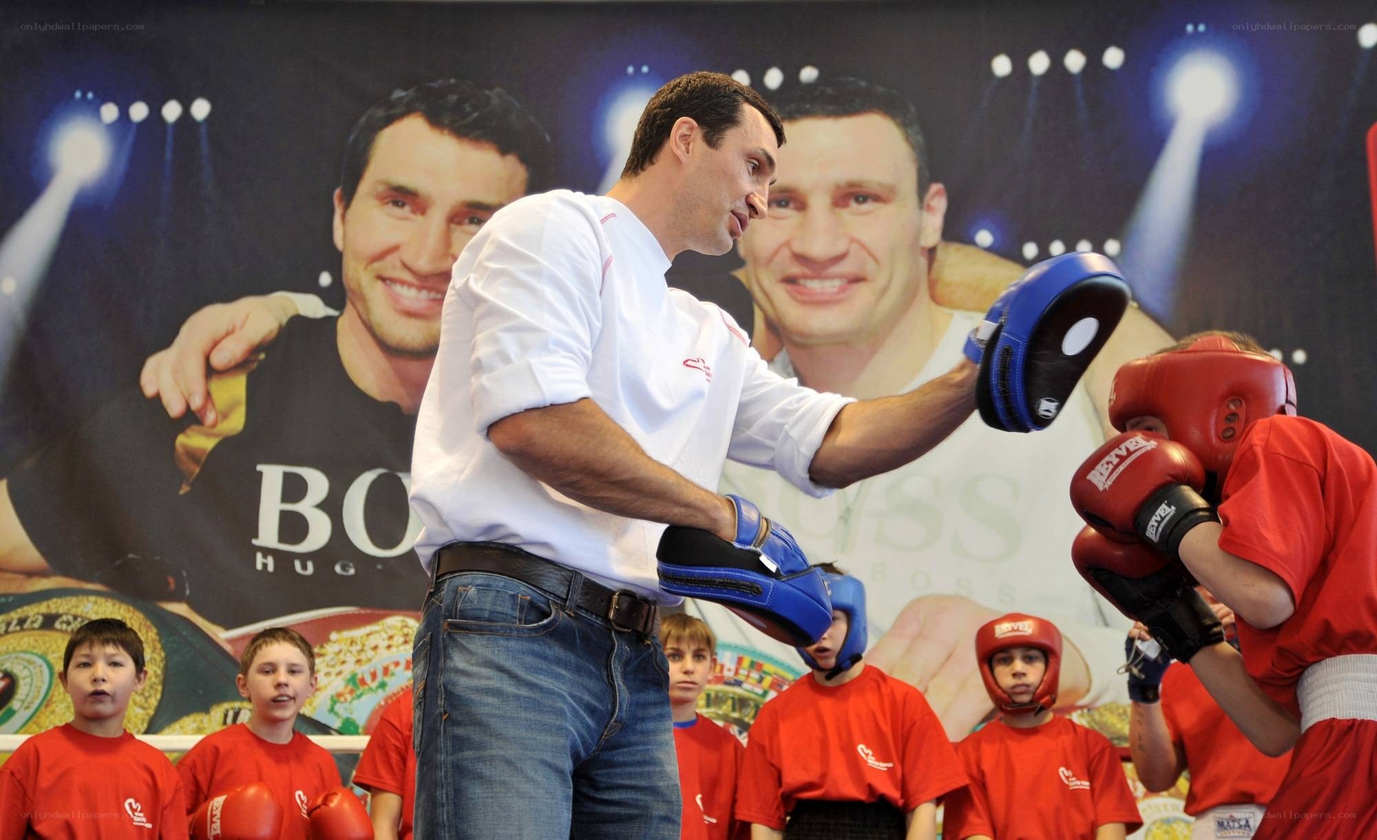 Boxing coach training youth