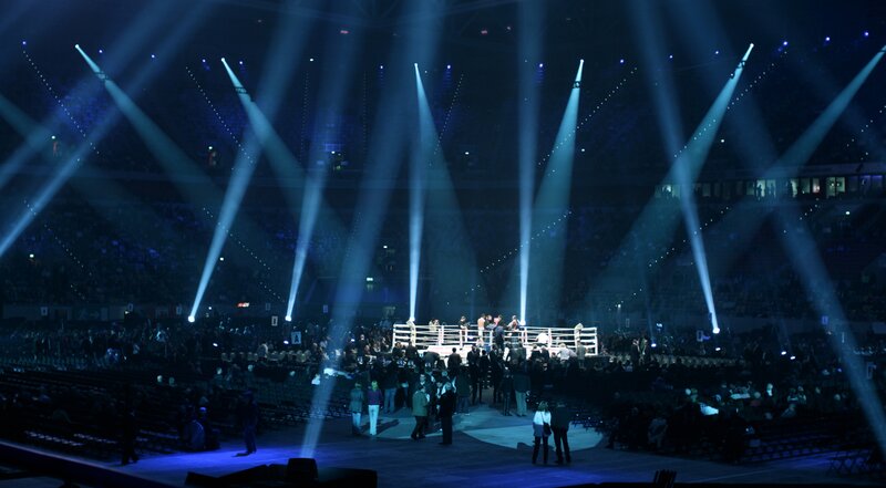 Boxing ring in arena