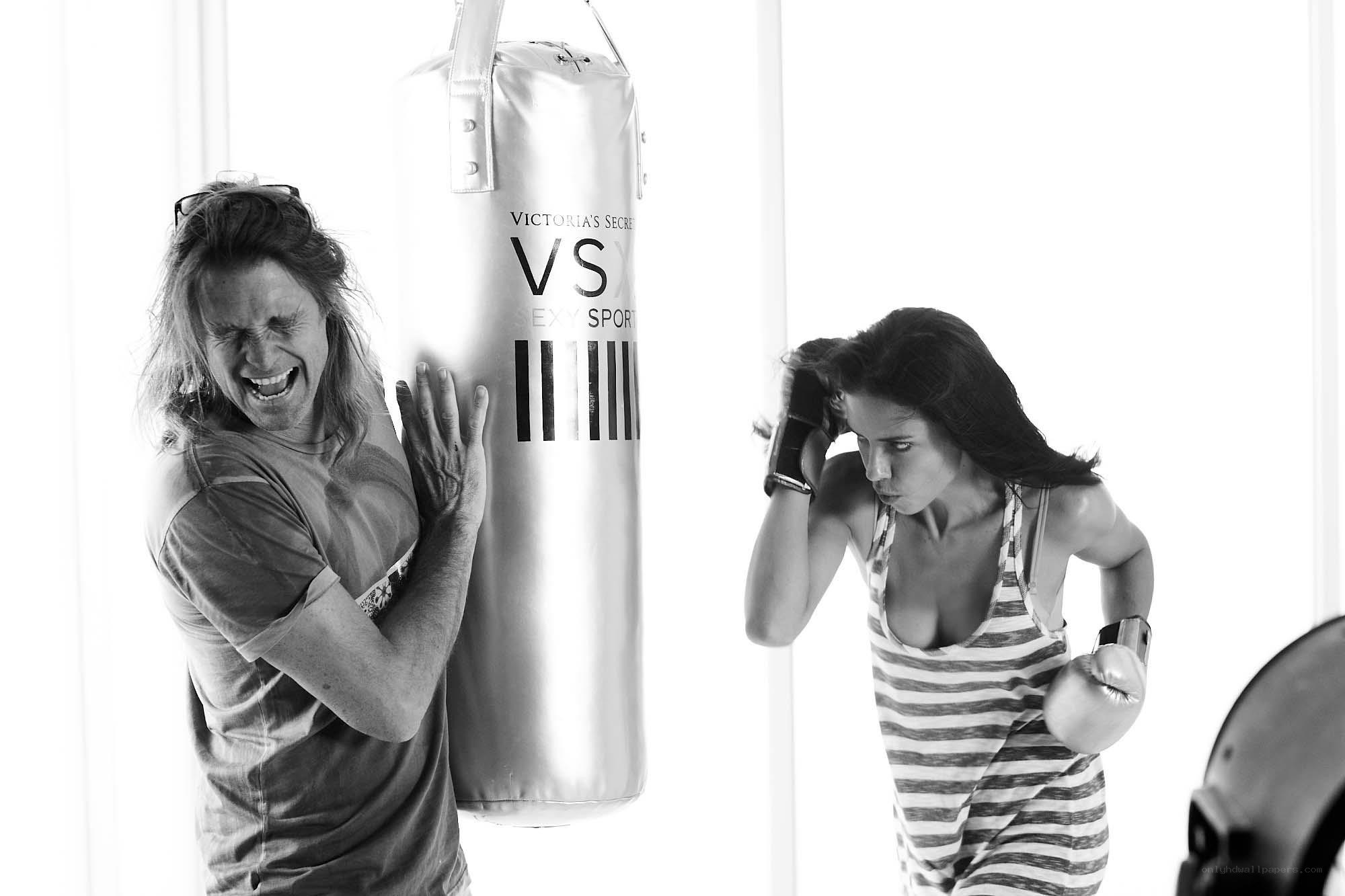 boxing with a punching bag