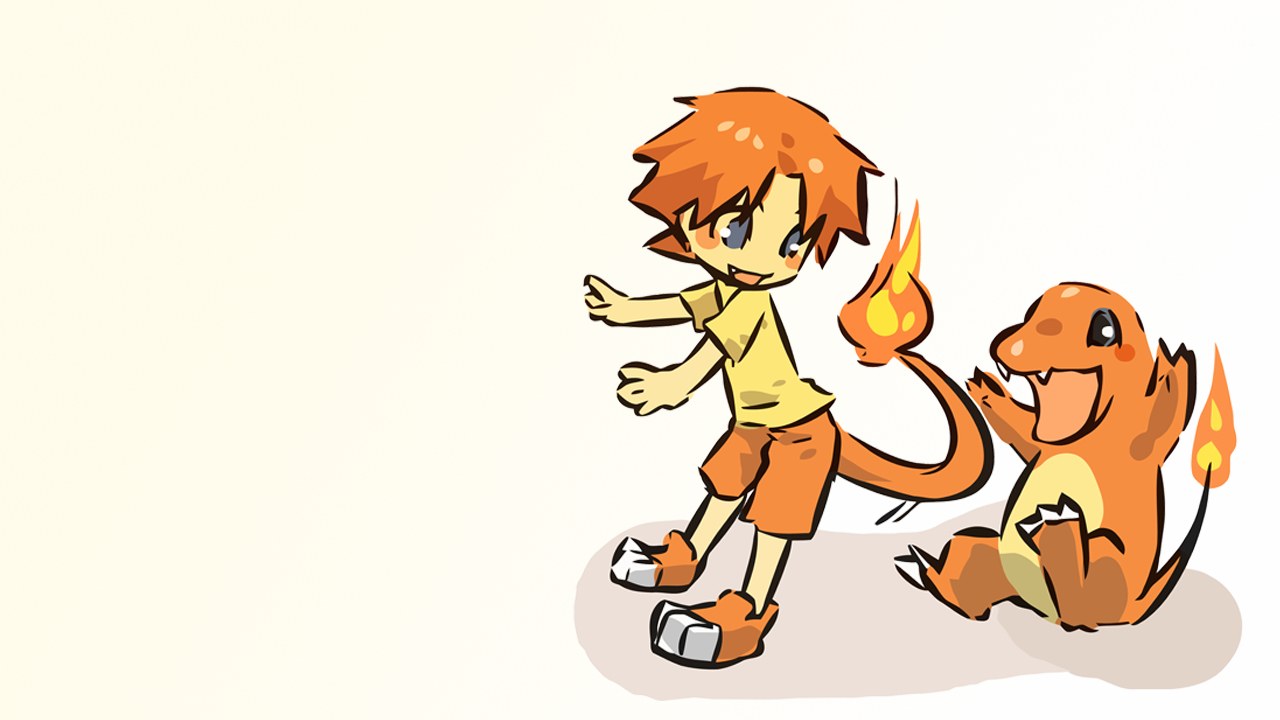 boy and charmander walking