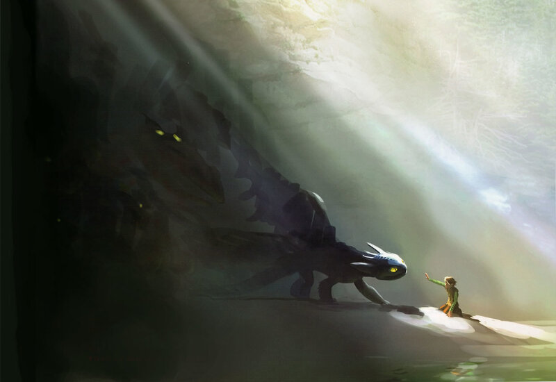 Boy and Dragon — Green, Dramatic