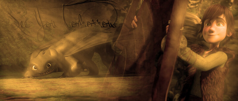 Boy and Dragon in Cave — Brown, Intimate