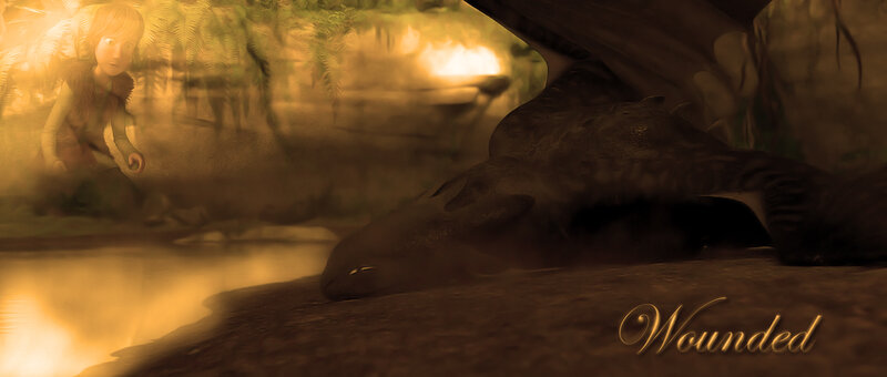 Boy and Dragon in Cave — Brown