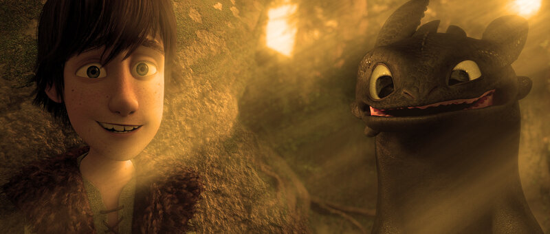 Boy and Dragon in Cave — Brown, Warm