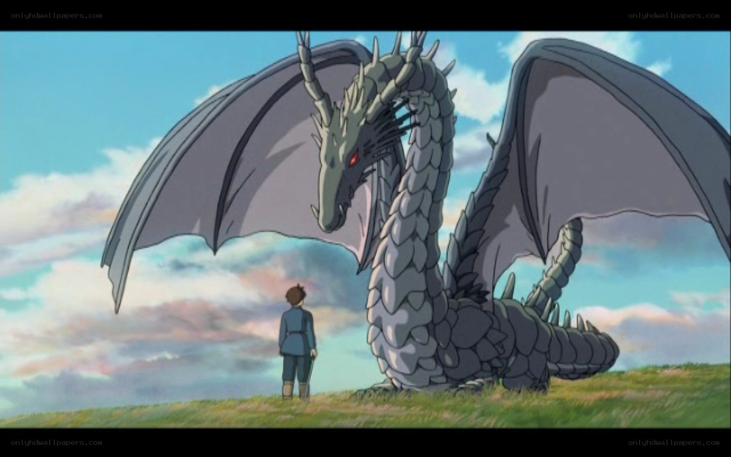 boy and dragon on a hill