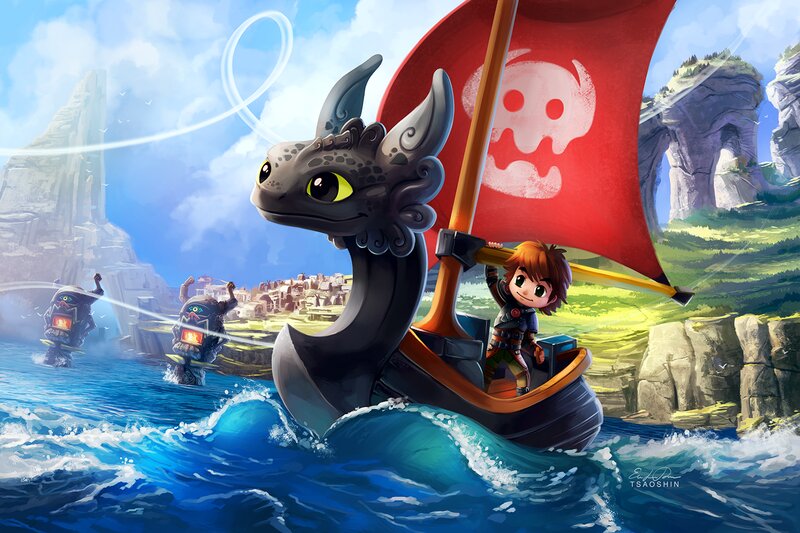 Boy and Dragon on Boat