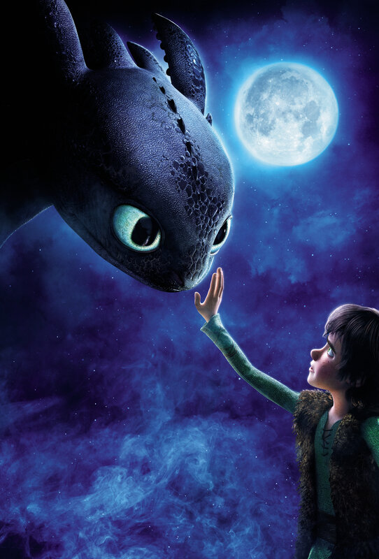 boy and dragon under moon
