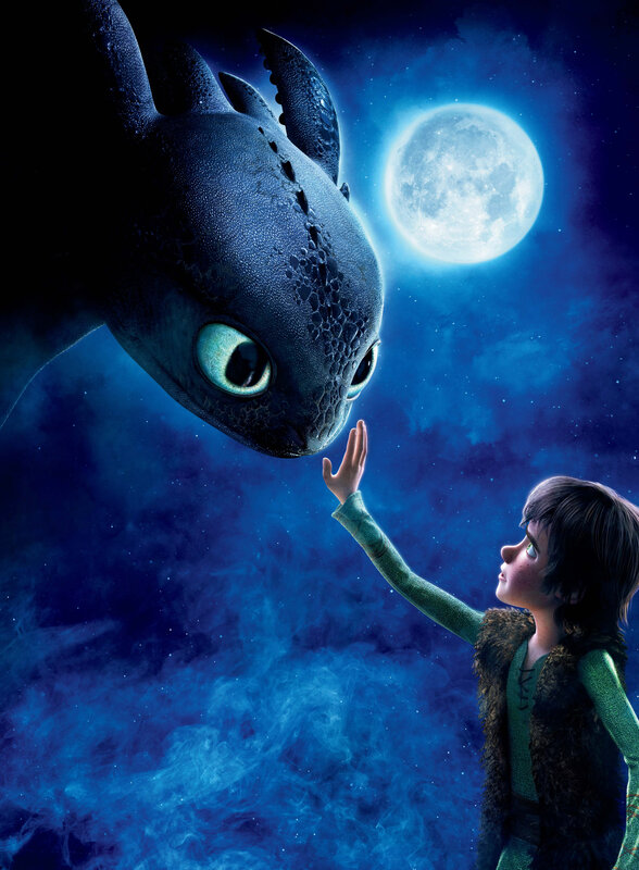 boy and dragon under moon