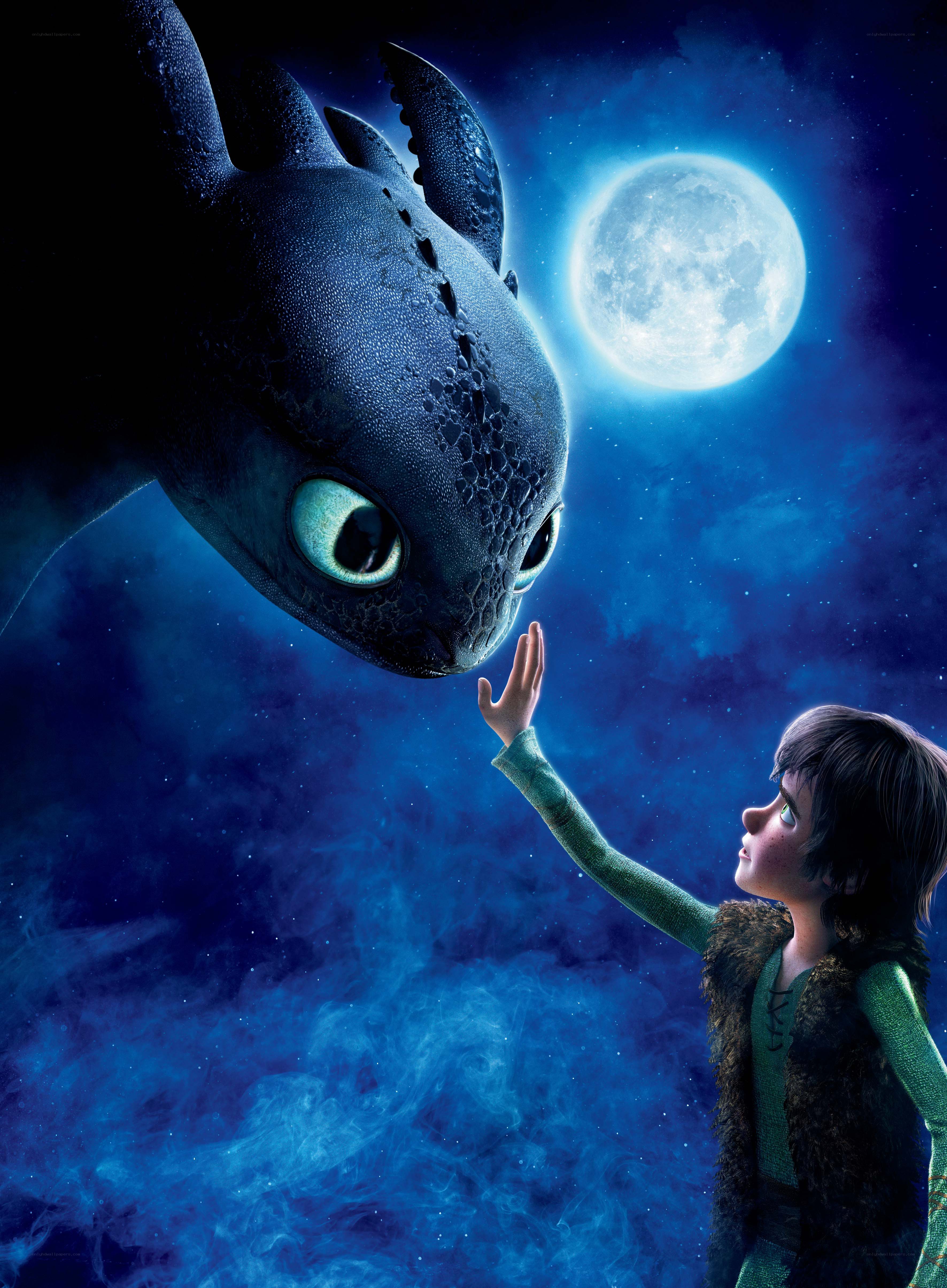 boy and dragon under moon