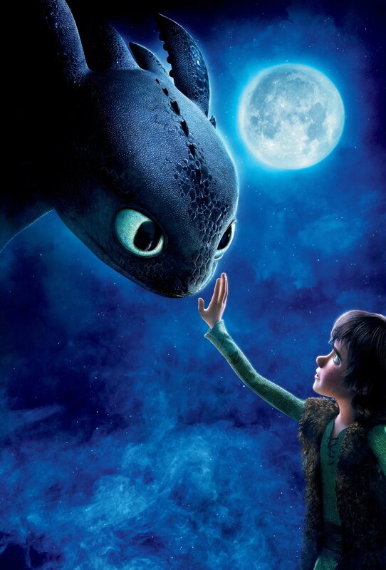 boy and dragon under moon