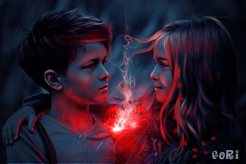 Boy and Girl Facing Each Other