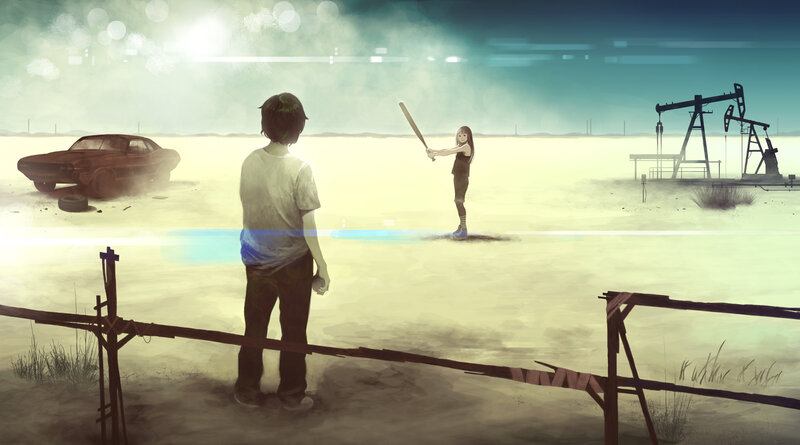 Boy and Girl in Desert