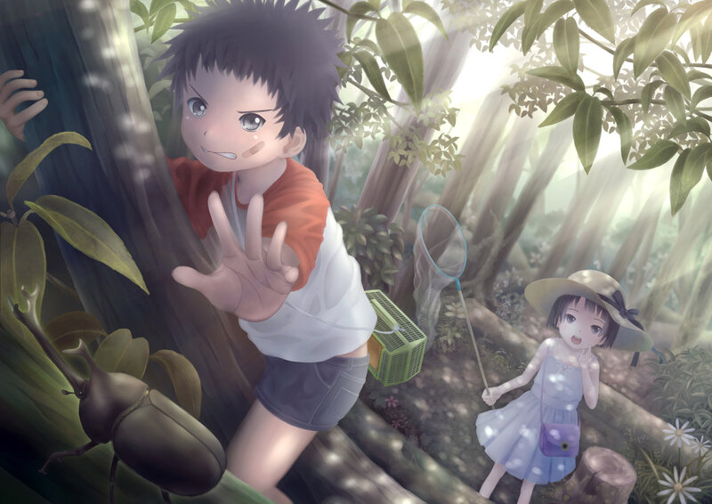 Boy and Girl in Forest — Green, Serene, Morning