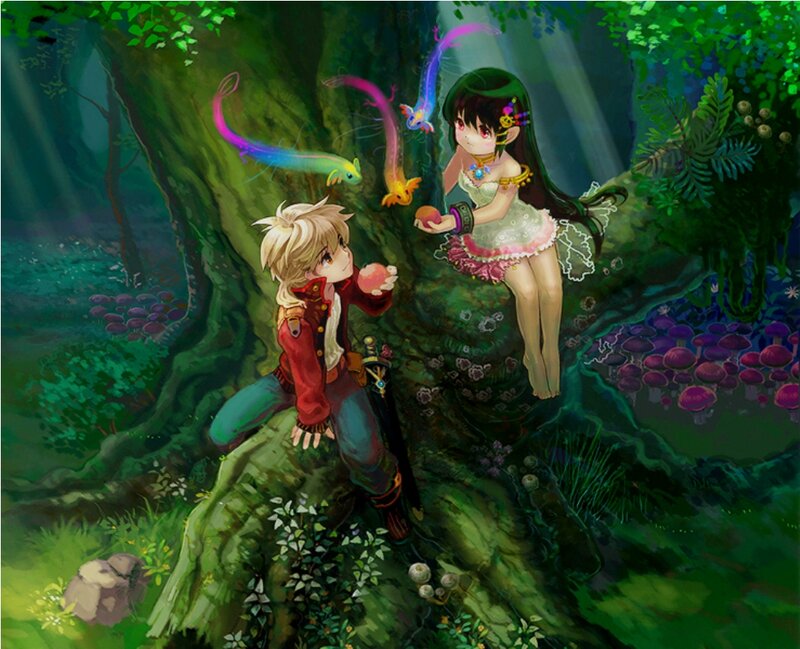 Boy and Girl in Forest — Green, Serene