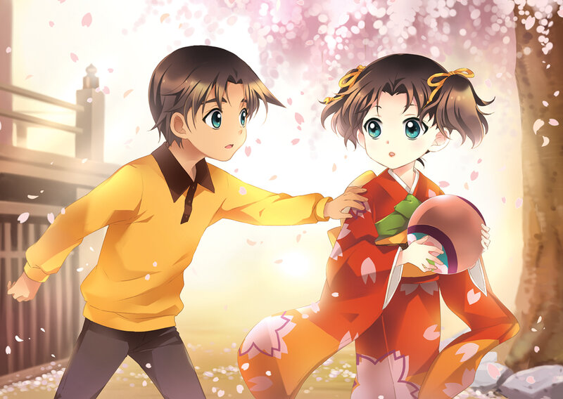 Boy and Girl in Kimono