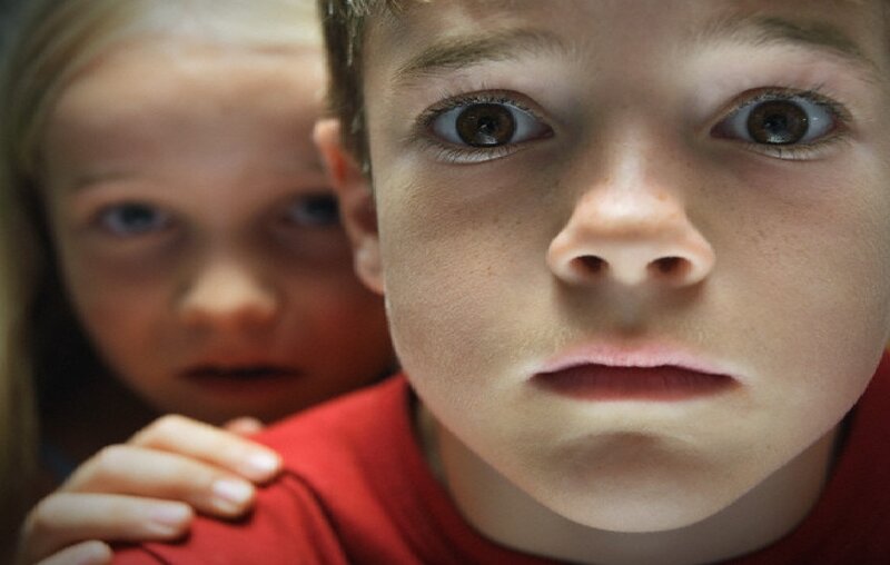 Boy and Girl in Red Shirts