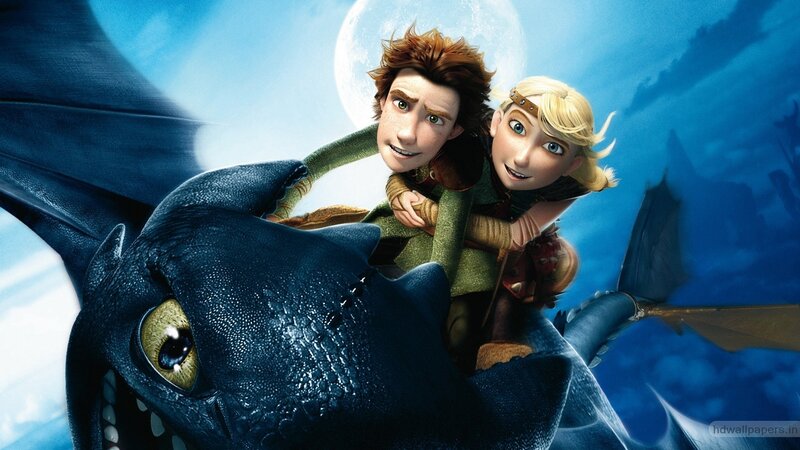 Boy and Girl on Dragon — Blue