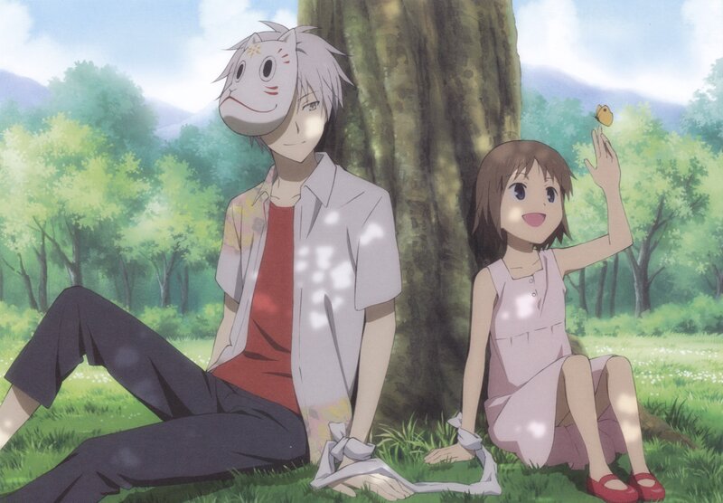 Boy and Girl Sitting — Green