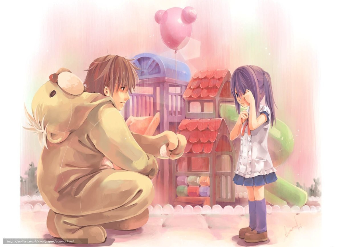 Boy and girl with balloon