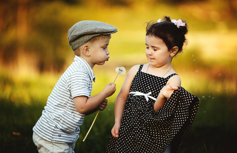 Boy and Girl with Dandelion