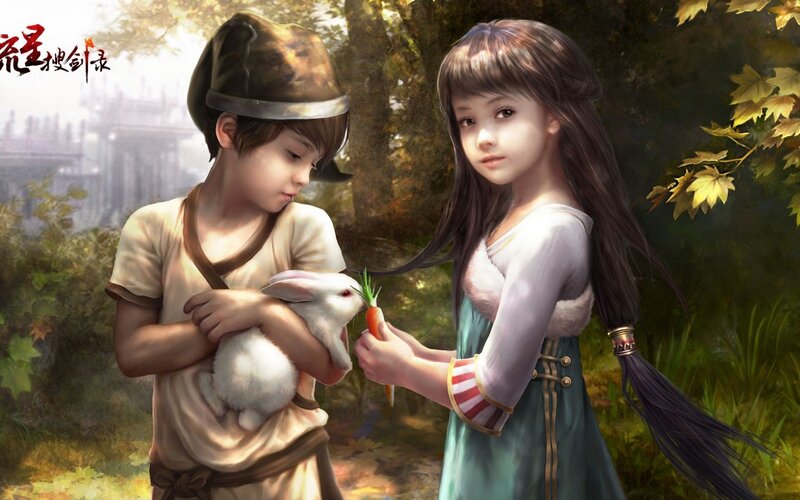 Boy and Girl with Rabbit