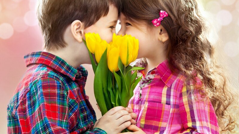Boy and Girl with Tulips