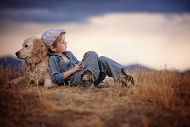 Boy and Golden Retriever