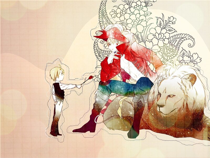 Boy and Lion with Rose