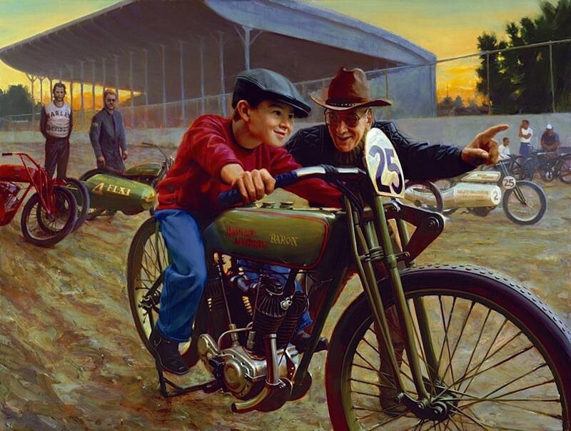 Boy and Man on Motorcycle
