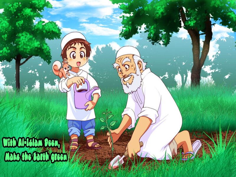 Boy and Old Man Planting