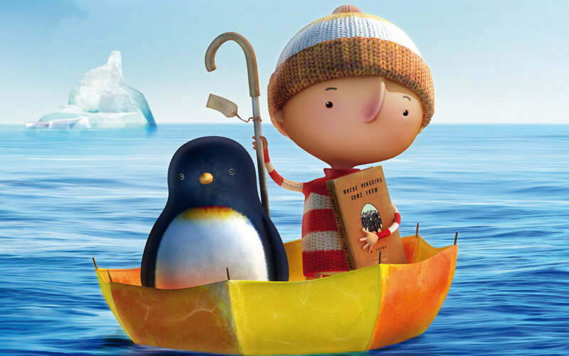 Boy and Penguin in Boat