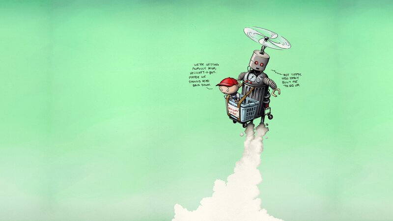 Boy and Robot in Basket
