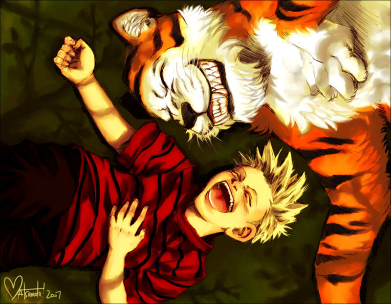 Boy and Tiger Lying Down — Orange