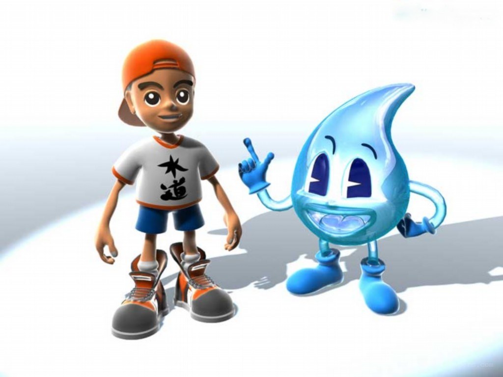 boy and water drop character