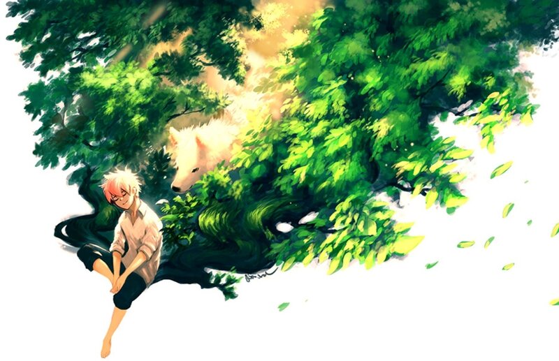 Boy and White Wolf