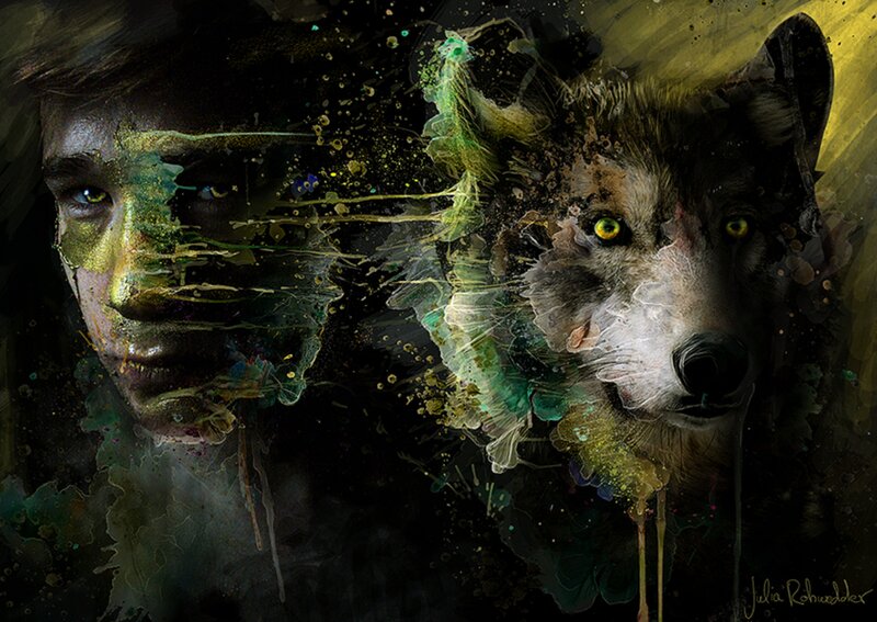 Boy and Wolf Face
