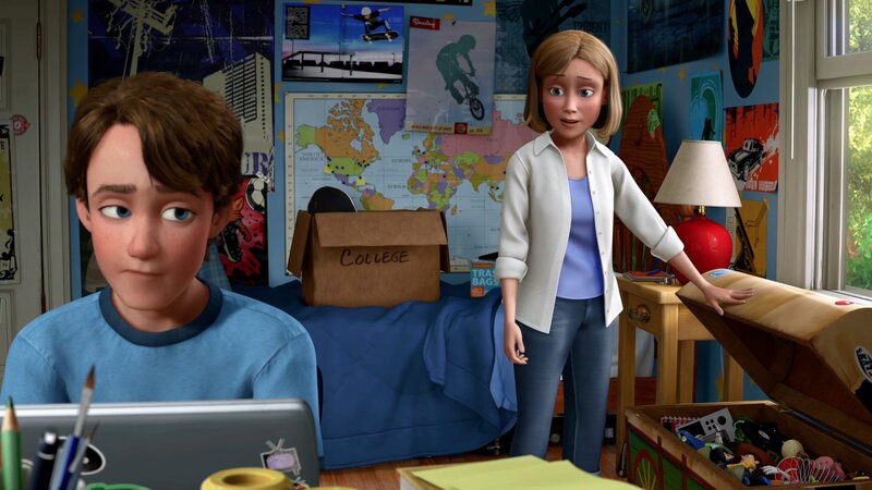 Boy and Woman in Bedroom