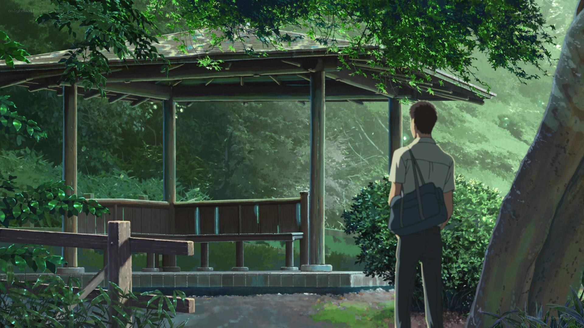 boy at a park gazebo