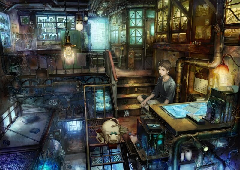 Boy at Desk in Workshop