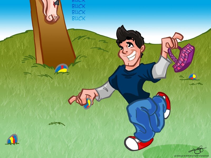 Boy collecting Easter eggs
