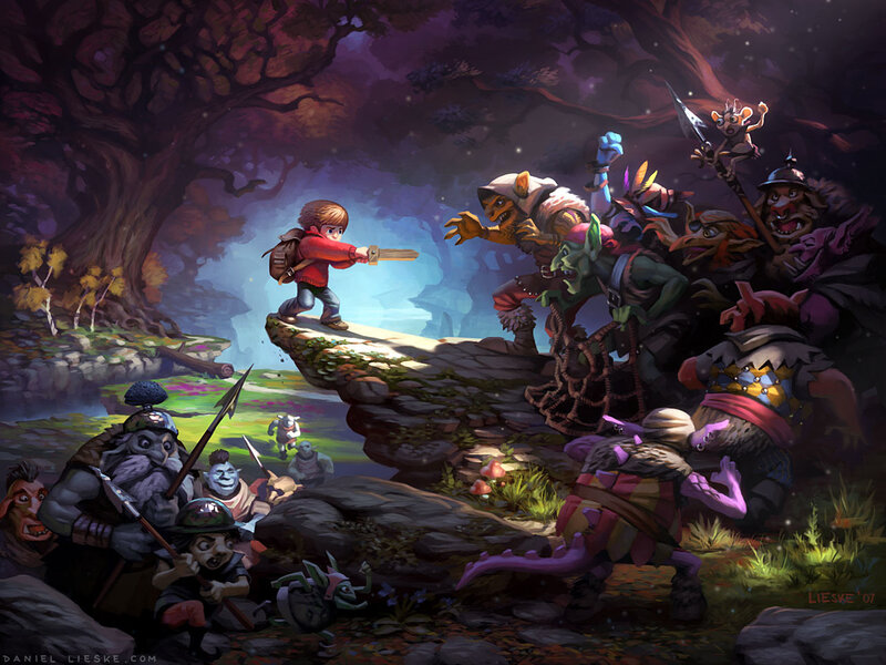 Boy Facing Goblin Army