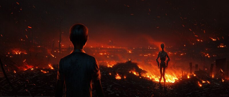 Boy Facing Zombie