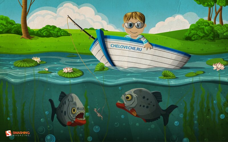 Boy Fishing in a Boat