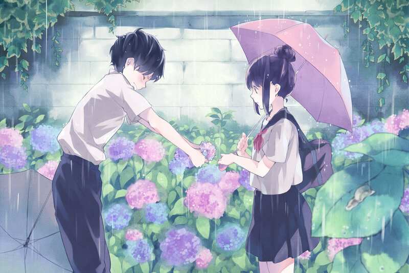 Boy Giving Flower to Girl